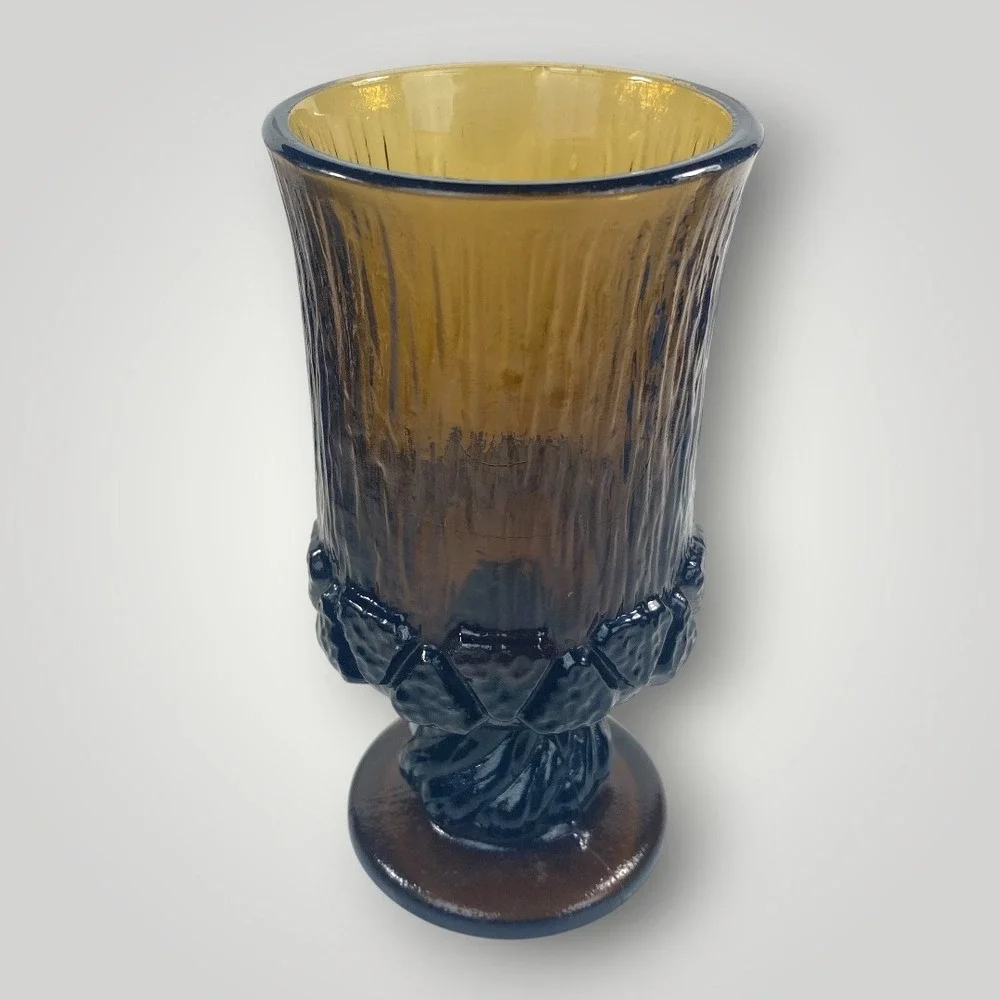 Fostoria Sorrento Brown Glass Water Goblets Set of 6 Vintage 1970s